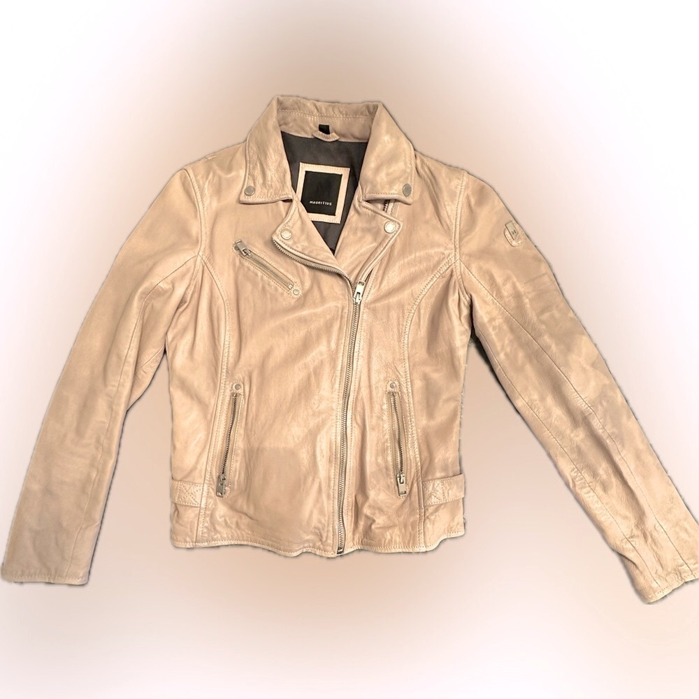 MAURITIUS Leather Biker Jacket Sz M